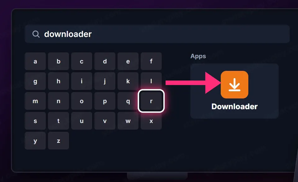 Búsqueda del Fire TV Stick con la app Downloader marcada