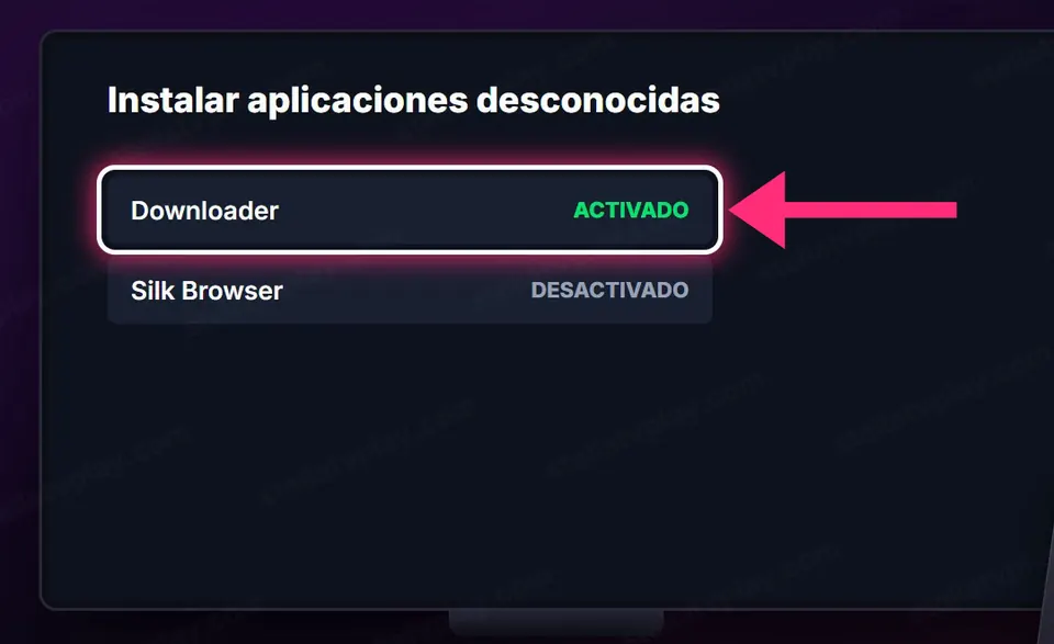 Instalar aplicaciones desconocidas con Downloader activado