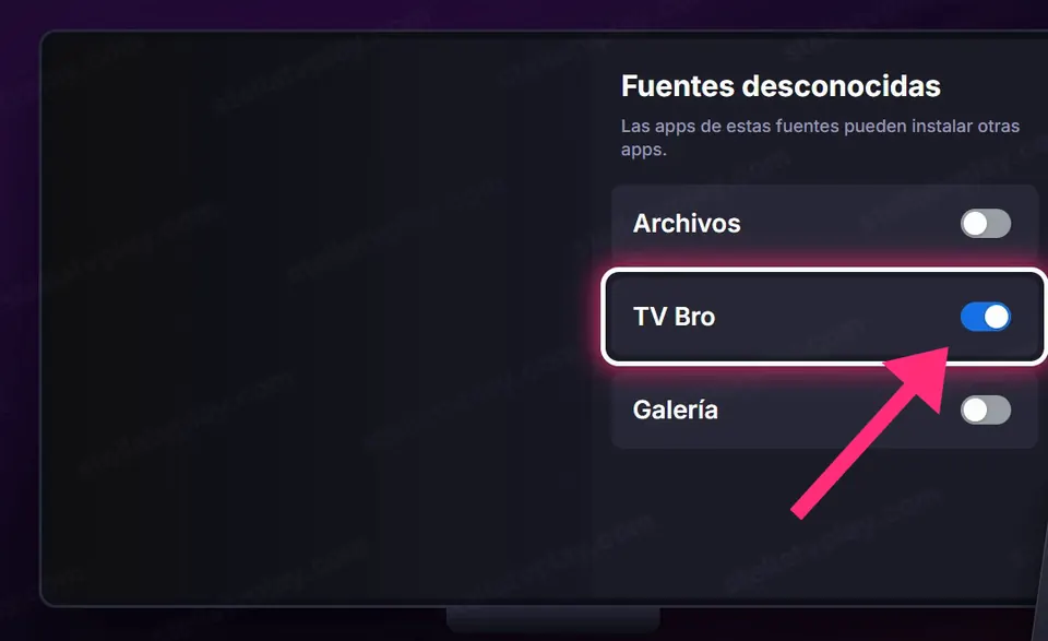 Fuentes desconocidas con el navegador activado